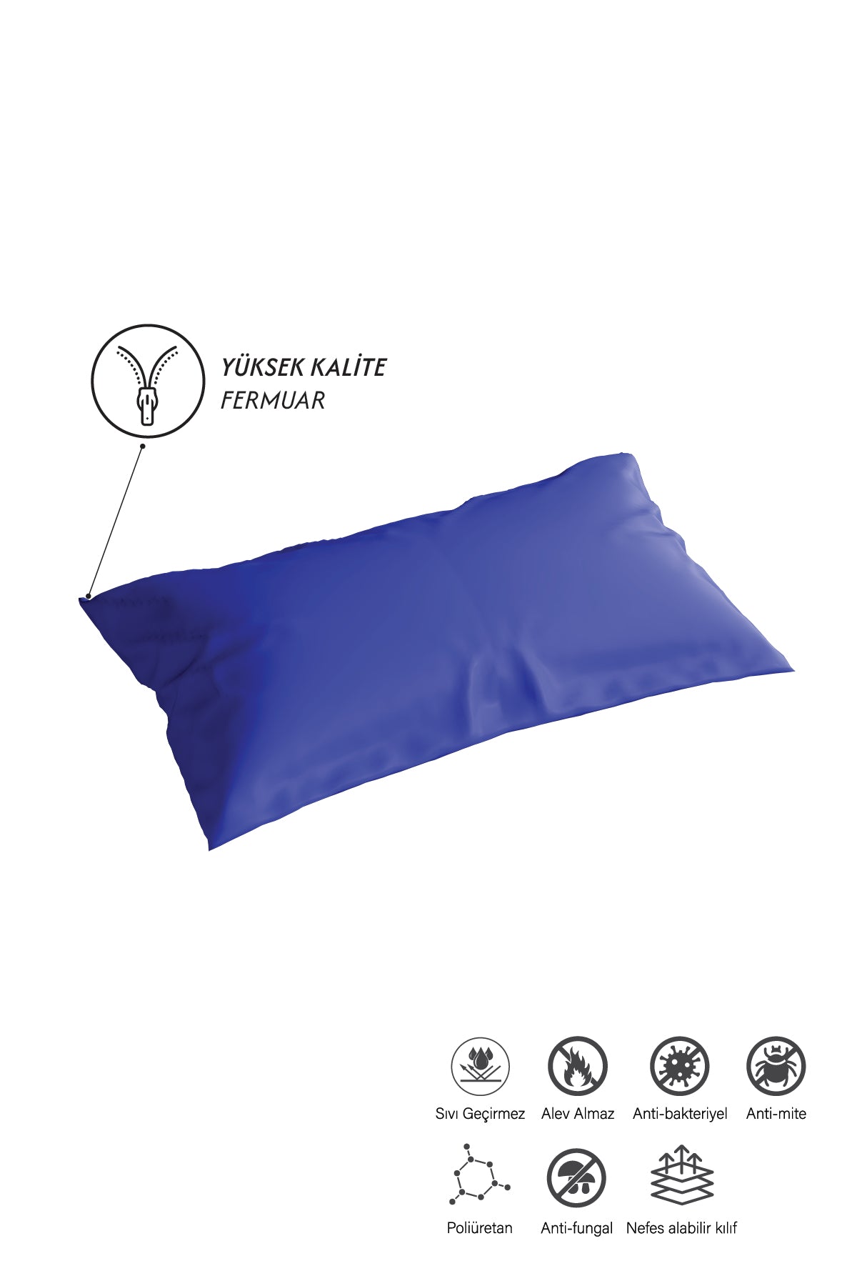 Yastık Kılıfı 50x70 cm PU Sıvı Geçirmez Antibakteriyel Yastık Koruyucu