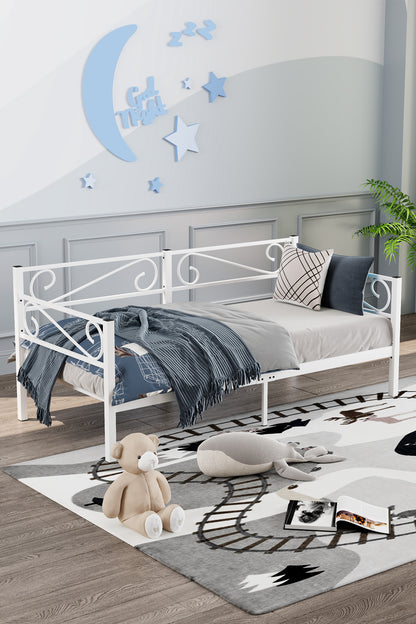 Luna Daybed Metal Karyola – Siyah Ölçü Seçenekli | Yan & Arka Ferforce Destekli
