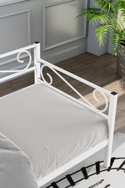 Luna Daybed Metal Karyola – Siyah Ölçü Seçenekli | Yan & Arka Ferforce Destekli